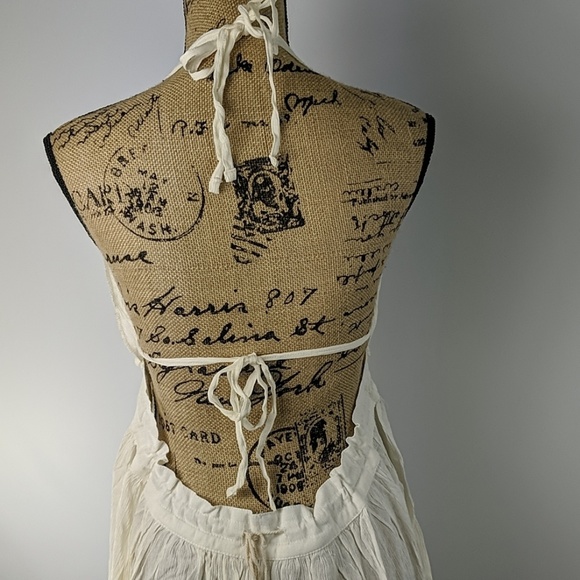 Raw hem tiered open back halter top mini dress - Picture 4 of 8